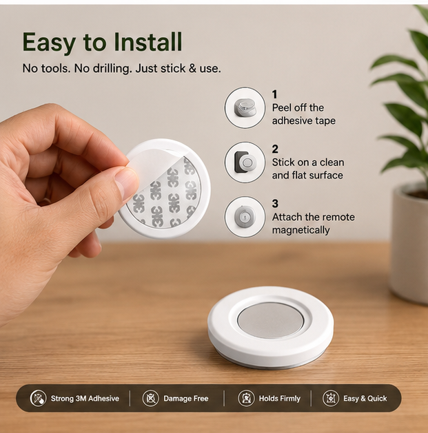 4 PCS Magnetic Remote Control Holder Wall Mount Self-Adhesive,Strong Magnet Hole-Free Remote Holder,Remote Control Organizers Storage,Wall Mount TV Remote Organizer for Home, Office, Hotel